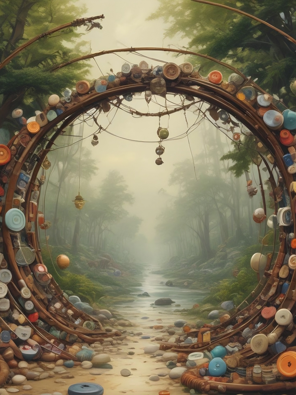 Forest Portal Wall Art Print – Multicolor Scenic Arch